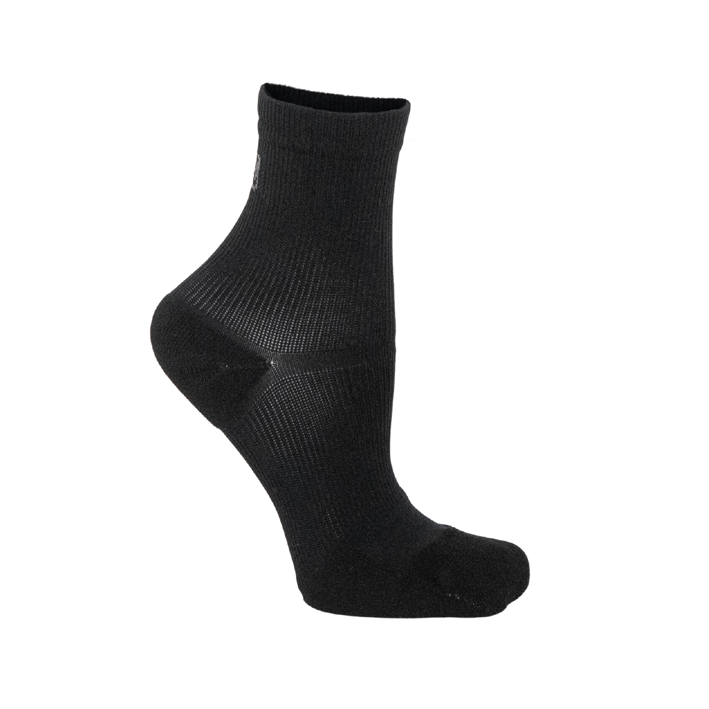 Black padded dance socks with ankle support on white background