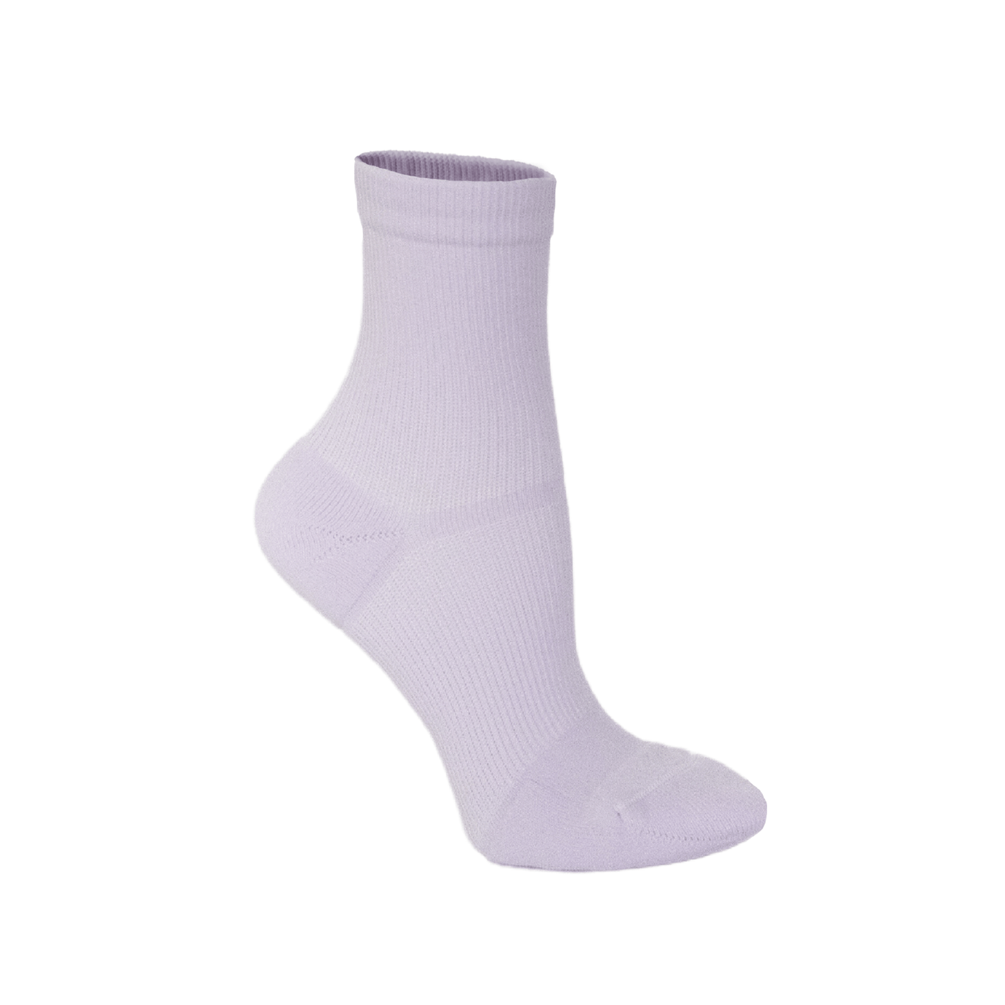 Lilac color grip socks with arch support and ankle support on white background