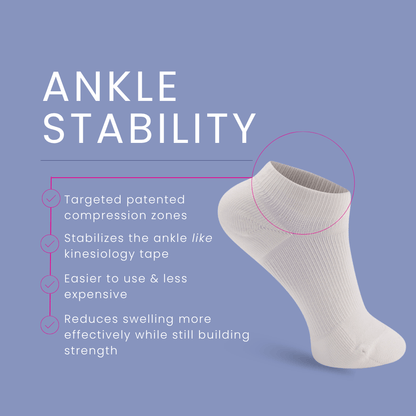White ankle sock on purple background.