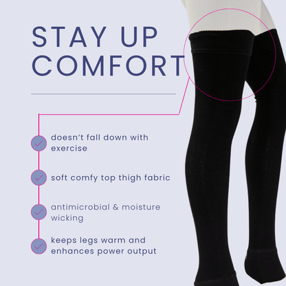 Black Stay Up Comfort Thigh Highs, featuring antimicrobial & moisture wicking.