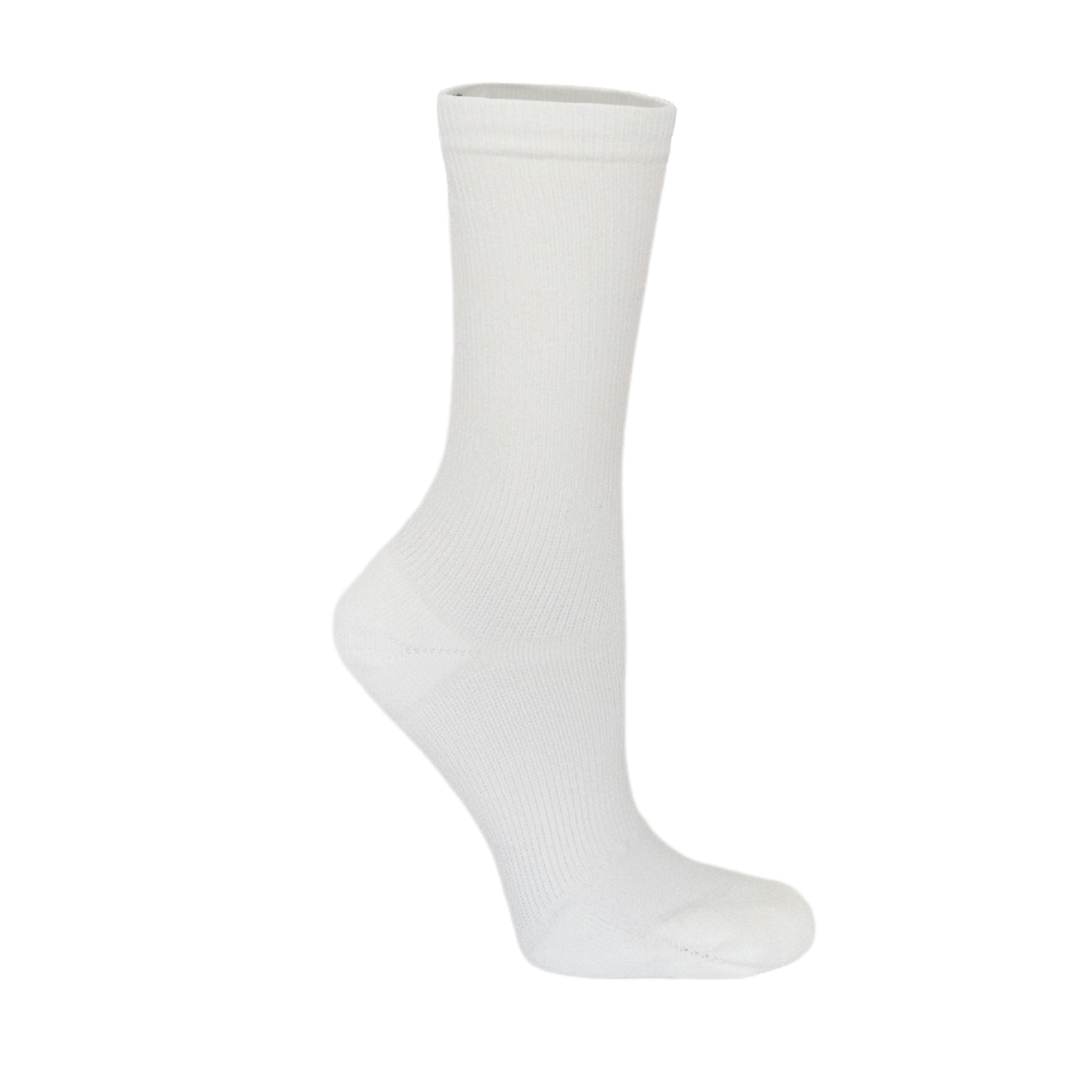 White dance socks and boot socks in mid calf compression