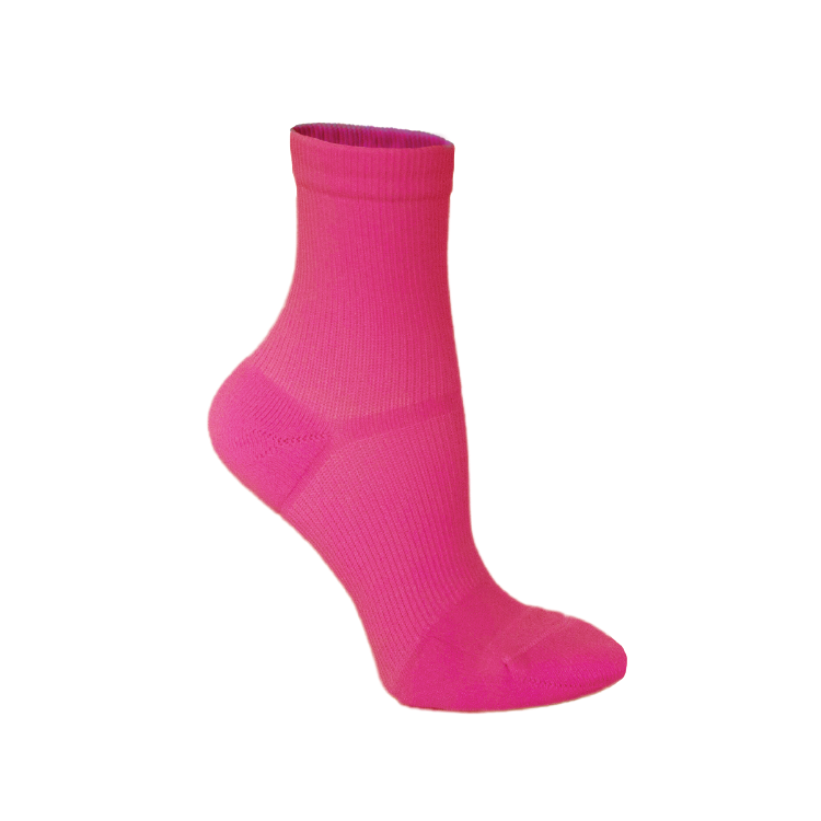 Performance crew compression sock for plantar fasciitis in fuchsia