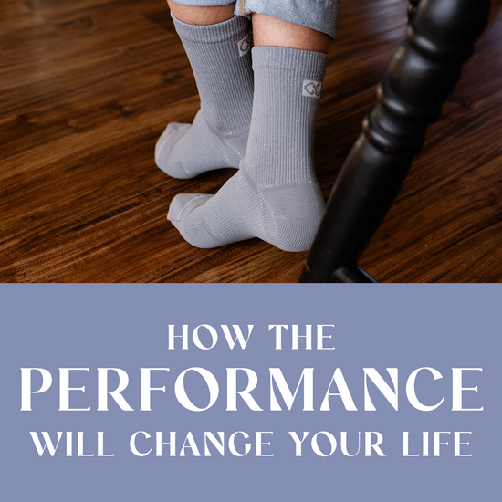 Performance dance socks worn by women modeling grip and cushioning