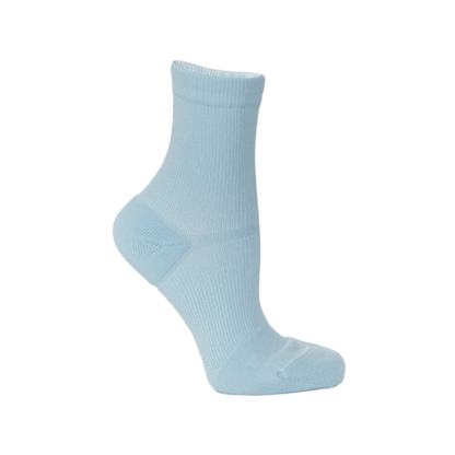 Powder blue dance socks with ankle support on white background