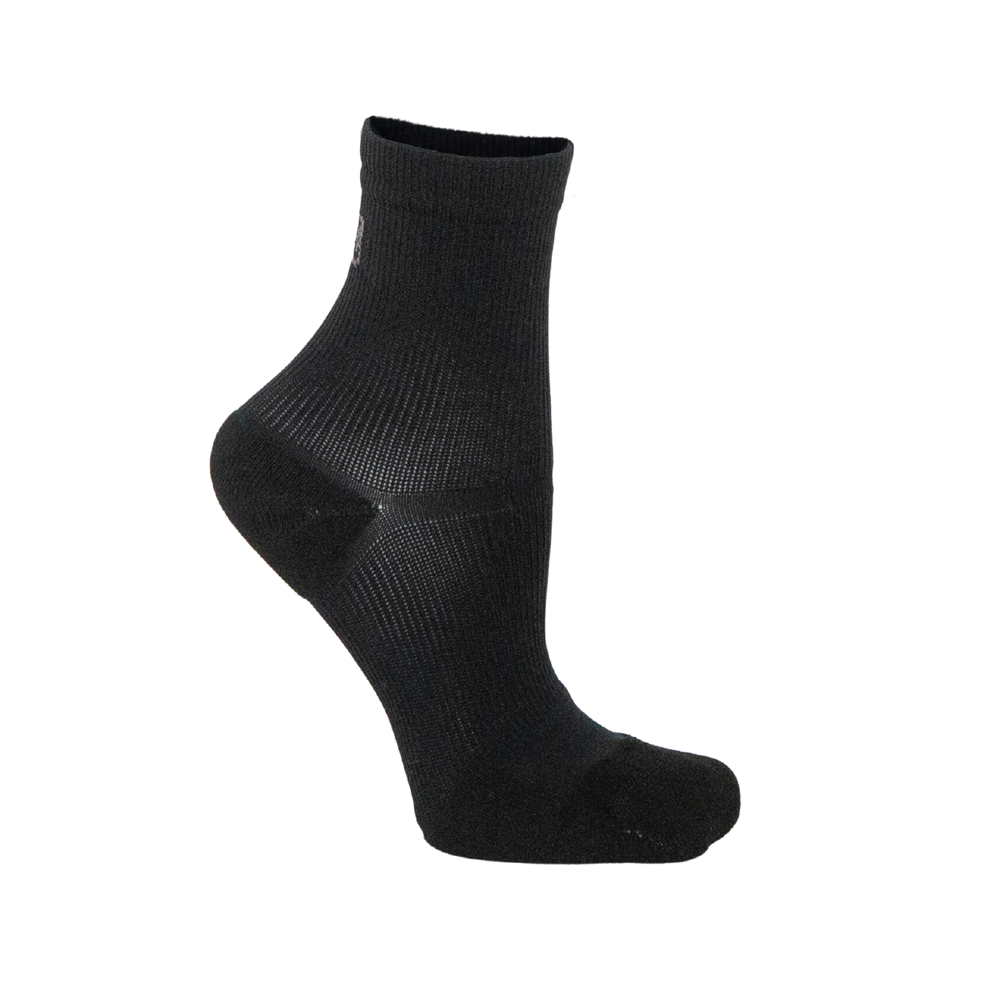 Black padded dance socks with ankle support on white background