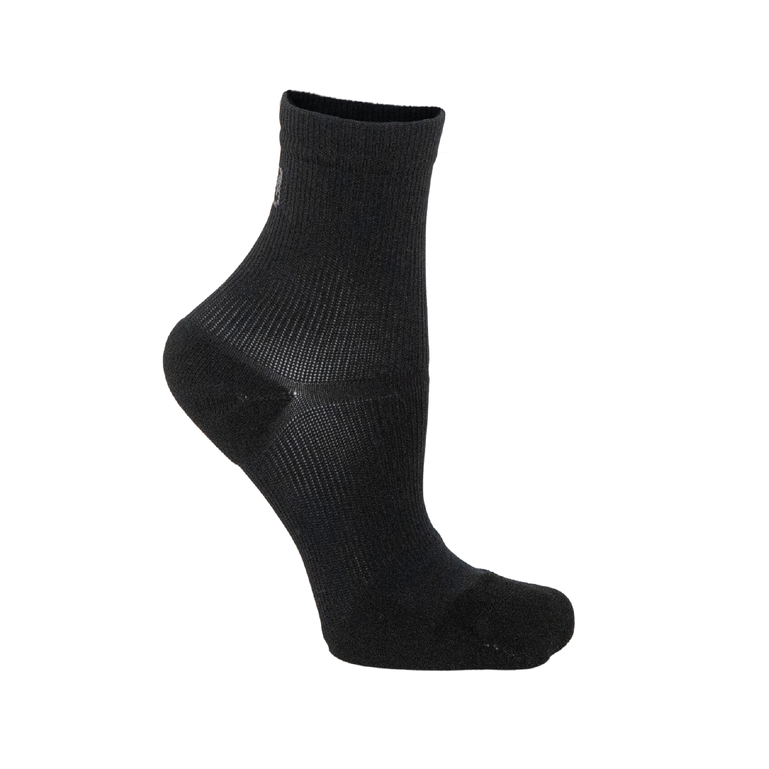 Black padded dance socks with ankle support on white background