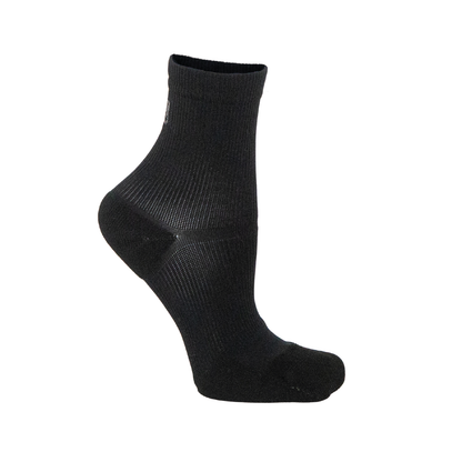 Black padded dance socks with ankle support on white background