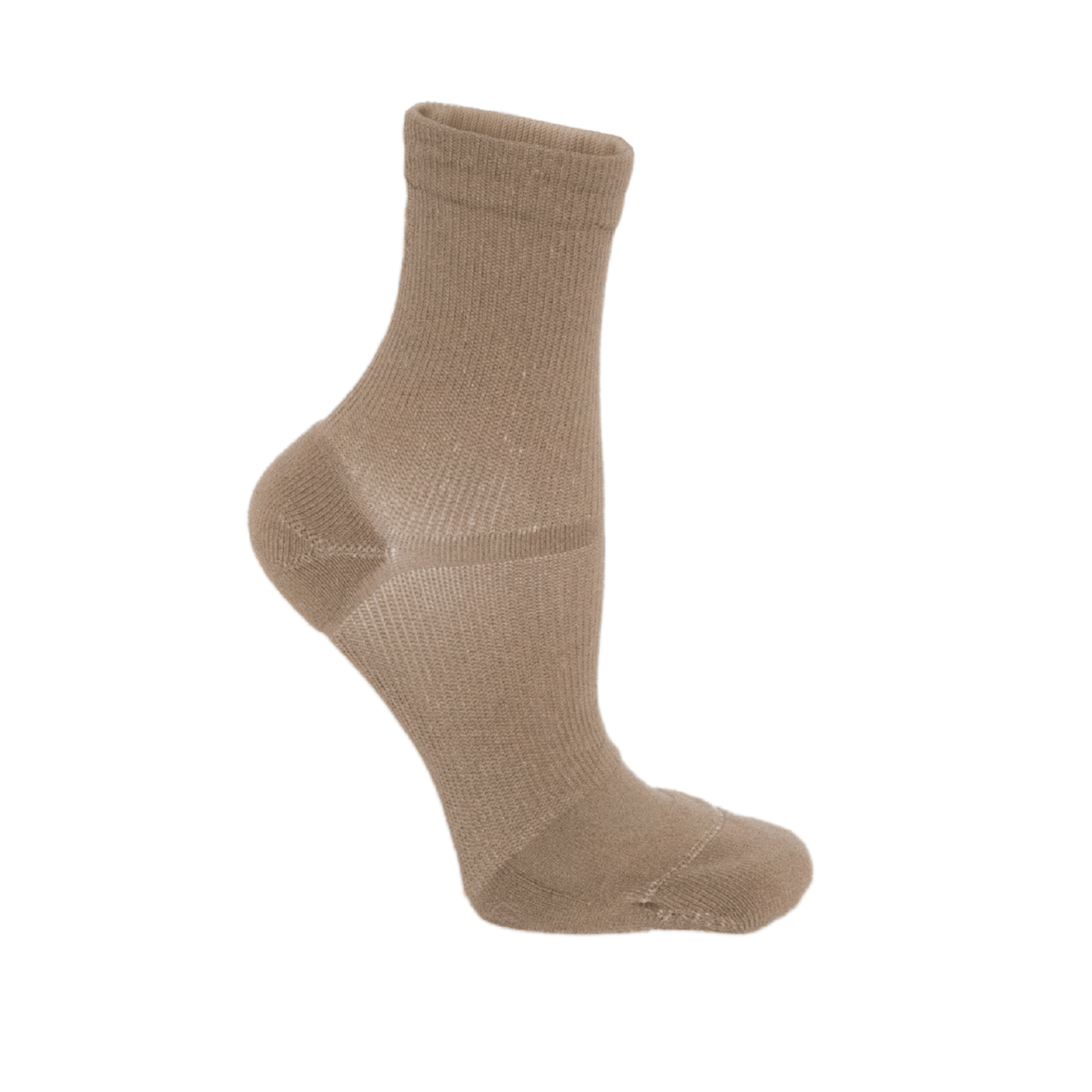 Grip socks with padding and arch support in nude color on white background